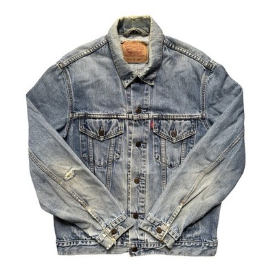 Vintage Distressed Levi's Denim Trucker Jacke Blau Herren Große 70503 04