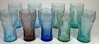 Vintage Coca Cola  Collectible Glasses Mixed Lot 9 Purple Blue Green Used 6" (O)