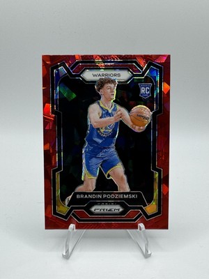 2023-24 Panini Prizm #147 Red Cracked Ice Prizm Brandin Podziemski