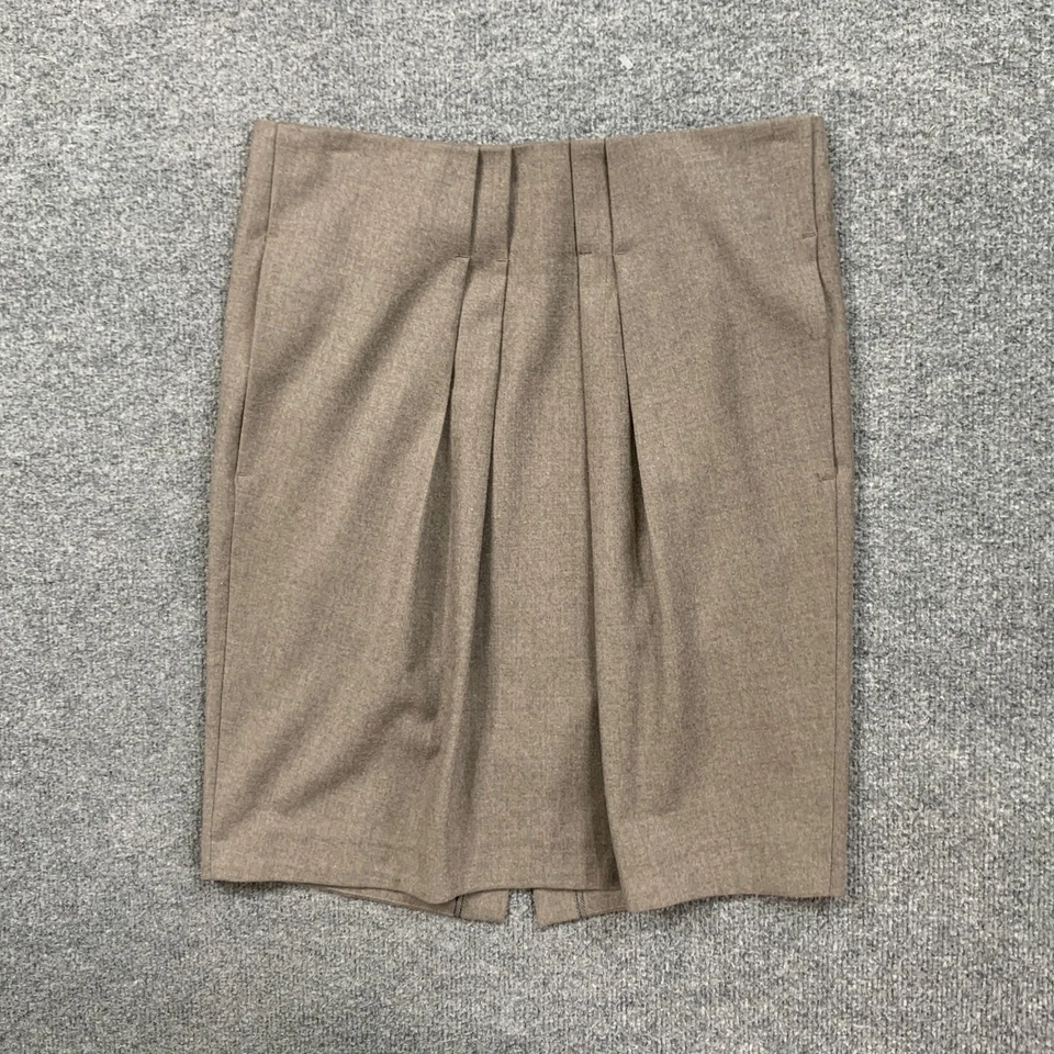 Gunex Skirt Women 4 Pewter Pleated Wool Cashmere Blend Kick Pleat Back Zip - Image 2 of 4