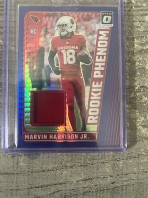 2024 Panini Donruss Optic Marvin Harrison Jr. Rookie Phenom Patch MEM Blue Hyper