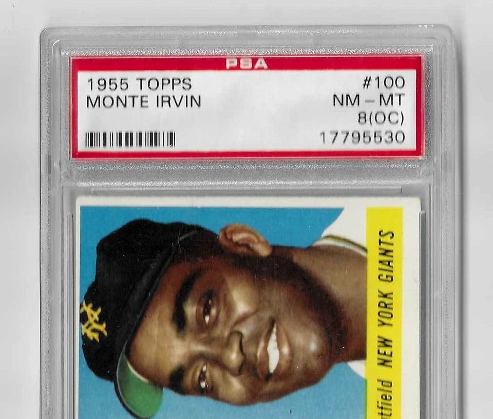 1955 TOPPS BASEBALL CARD #100 HOF MONTE IRVIN PSA 8 OC MLB NEW YORK GIANTS - Image 2 of 4