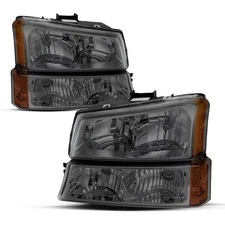 Smoke Headlights For 2003-2006 Chevy Silverado 1500 2500 3500 Headlights LH&RH
