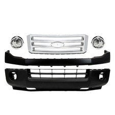 Front Bumper Cover Primed Kit + Grille For 2007-2014 Ford Expedition