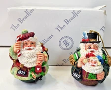THE BRADFORD EXCHANGE ROMAN INC ROLY POLY SANTA THROUGH THE DECADES PAIR