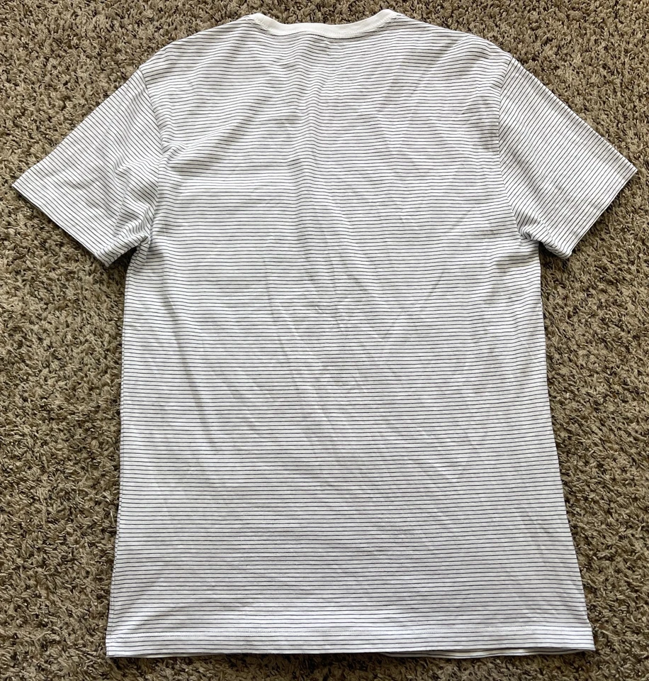 Camiseta J Crew Para Hombre Mediana Azul Rayas Calce Ajustado Bolsillo en el Pecho Manga Corta G0956 Foto 4 de 4