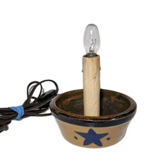 Sunset Hill Lighted Candle Crock Pottery Stoneware Corded With Switch Primitive 