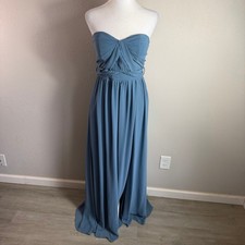 Birdy Grey Grace Convertible Chiffon Dress Twilight Blue Bridesmaid Womens S