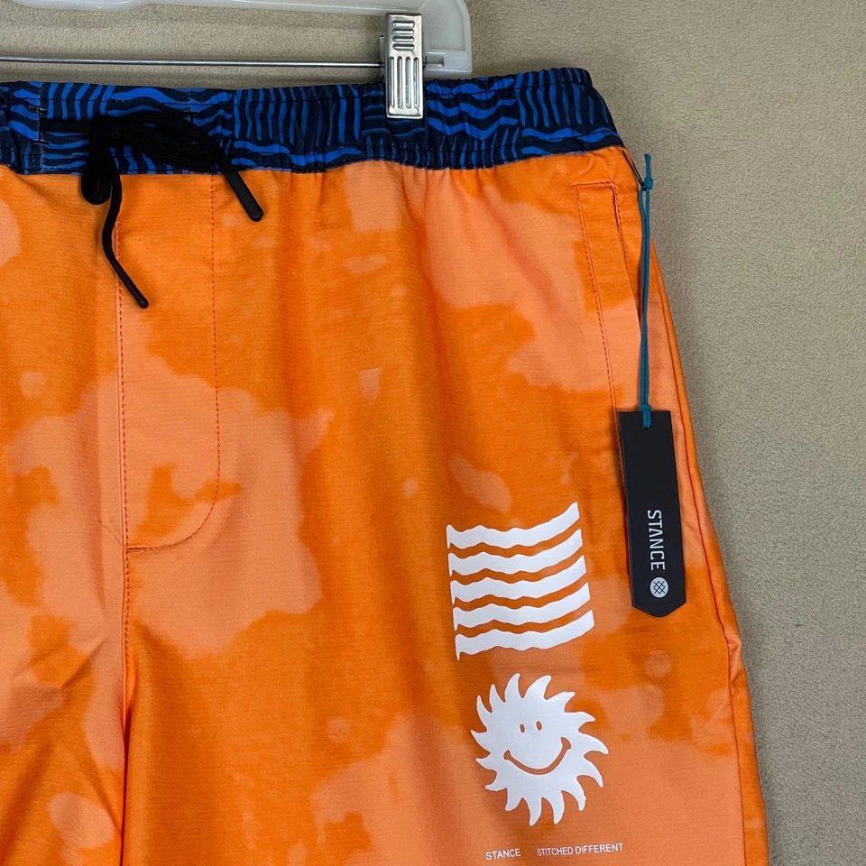 Bañador Stance Complex corto 8 pulgadas para hombre naranja tie dye ondas de sol gráfico XL Foto 2 de 4