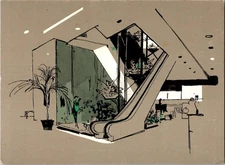 Neiman-Marcus Dallas Texas Hanging Gardens Escalator Oversized 7x5 Postcard