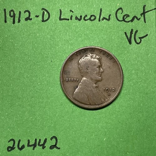 1912-D Lincoln Wheat Cent / Penny 1c Vg Very Good