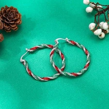 Christmas Twisted Earrings Colorful Oil Drop Circle Stud Earrings Christmas Gift