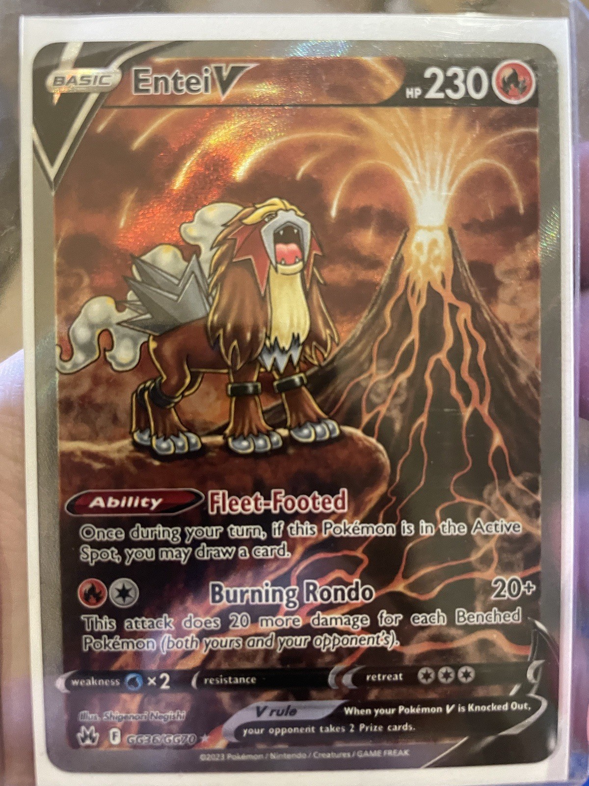 Pokemon TCG Crown Zenith Entei V GG36/GG79 Near mint ungraded