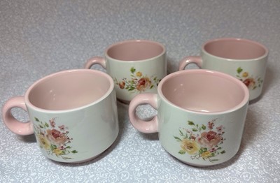 Grace Fine Ceramics Spring Mug Set Of 4 Flowers Bunnies Holder