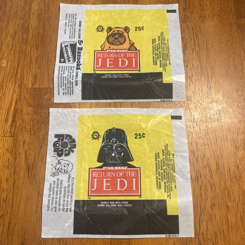 1980 Topps Star Wars Return Of The Jedi Set Of 2 Wrappers (NO CARDS)