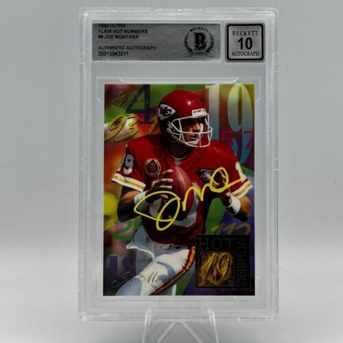 Joe Montana 1994 Ultra Flair Hot Numbers Auto Beckett 10 Autograph SP