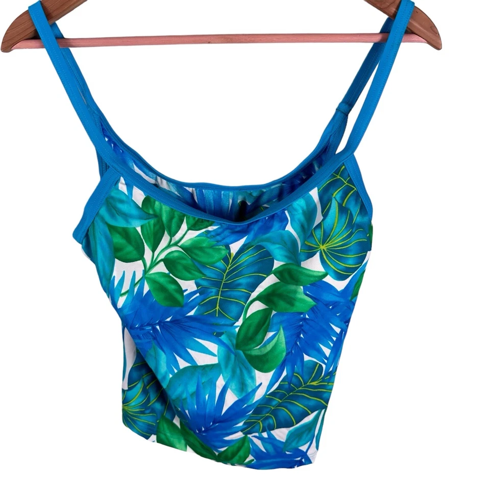 NUEVO CON ETIQUETAS VINTAGE Speedo Swim Mujer 8 Tankini Brillante Tropical Floral Verde Azul Años 90 Foto 4 de 4