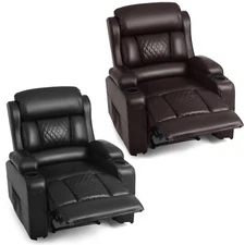 Black/Brown Massage Heated Recliner Single Sofa Chair Home Theater Seat w/Remote
