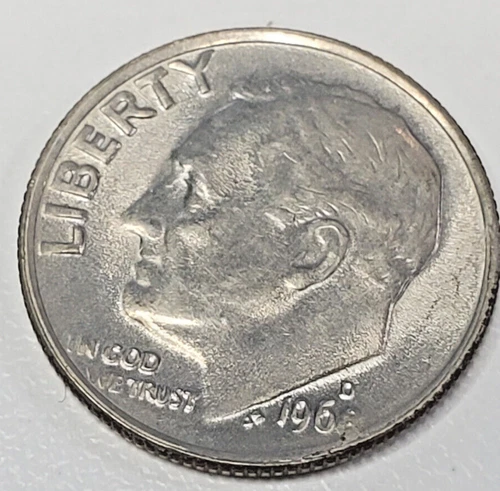 1968D Roosevelt Dime BU Off-Center Obverse Strike