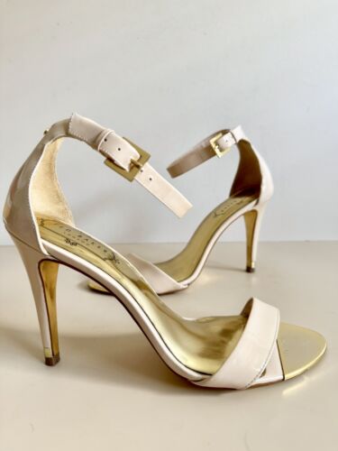 Ted Baker Nude Patent Leather Ankle Strap Heels Sandals Women’s Sz 37.5/7.5 - Picture 1 of 7