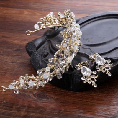 5cm Tall Silver Tiara Crown With CZ Crystals - Necklace & Earrings Set For Wedding, Queen, Prom, Or Cosplay