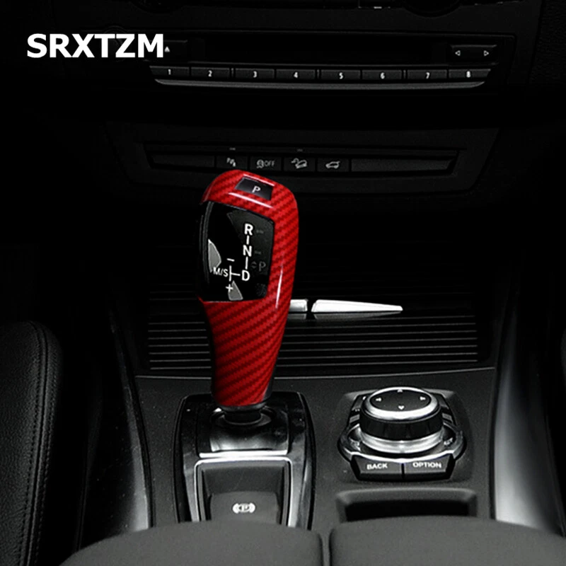 Pegatina de cubierta de cambio de marchas de fibra de carbono ABS para estilo de automóvil apta para BMW E60 E70 X5 X6 Foto 2 de 4