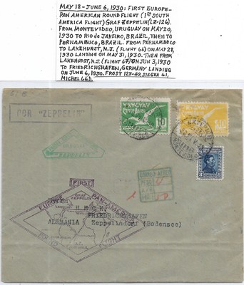 1932 Montevideo, Uruguay to Friedrichshafen, Germany 1st Europe-Pan-Am (59552)