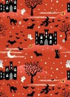 Lewis and Irene Glow in the Dark Castle Spooky Halloween Fabric Orange