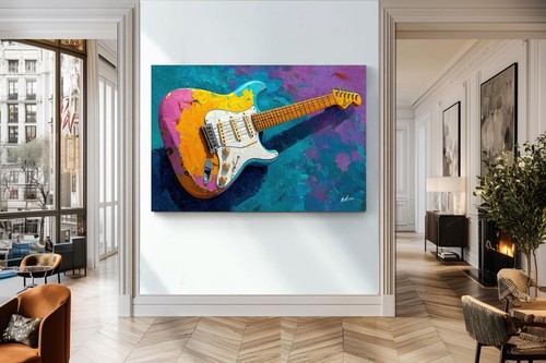 Gitarre Musik Abstrakte Bunte Leinwand Bilder Kunst Gemälde Wandbilder XXL 8013A - Bild 4 von 8