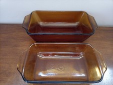 Vtg Anchor Hocking Bread Loaf Pans, Set of 2, Amber 441 & 442 Oven Micro Safe