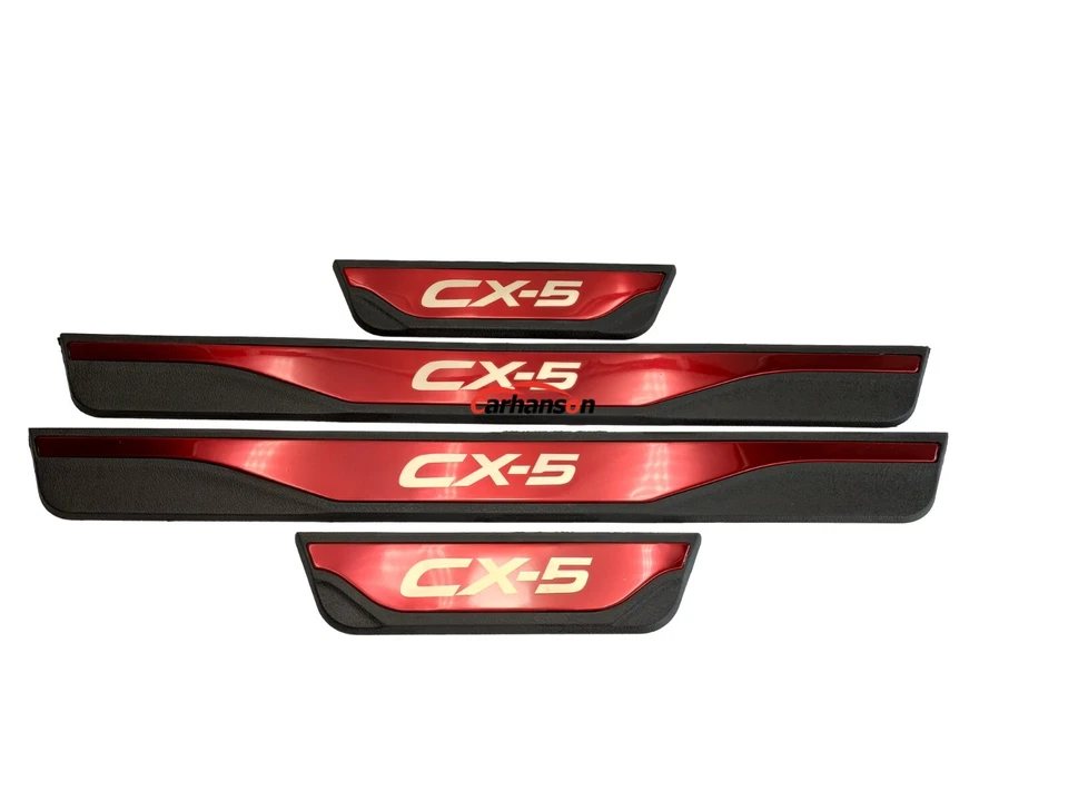 4PCS Red Car Door Sill Protector Scuff Panel Trim Parts For Mazda CX-5 2012-23  - Изображение 3 из 4