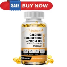 Calcium Magnesium Zinc with Vitamin D3 Capsules Strong Bones & Teeth,120 Pills