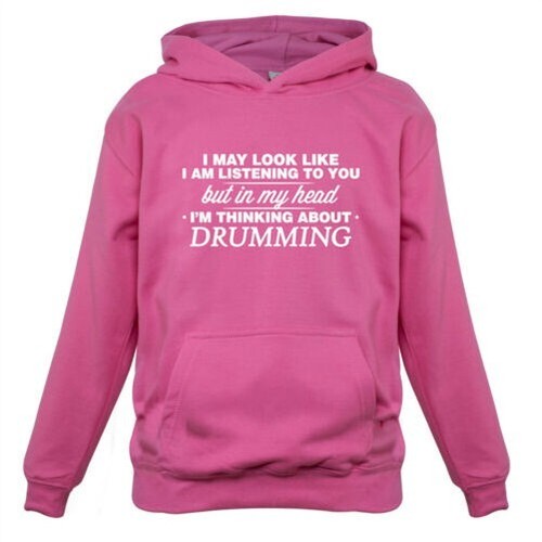 My Head I'm Drumming - Kids Childrens Hoodie Drums Drummer Rock Music