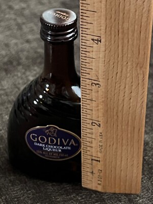 Mini GODIVA Dark Chocolate Liqueur Glass Liquor Bottle EMPTY