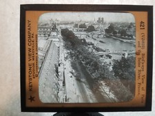 ANTIQUE KEYSTONE GLASS CAMERA SLIDE (421) Paris and the Seine River, France
