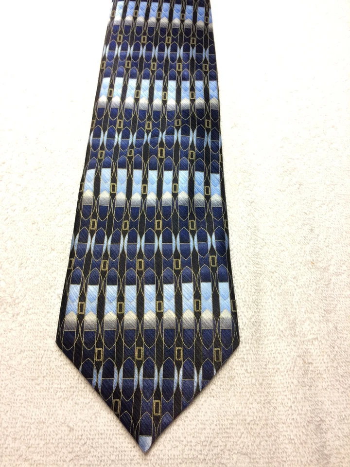 IRVINE PARK MENS TIE BLACK GOLD BLUE WHITE 4 X 60 NWOT - Image 2 of 4