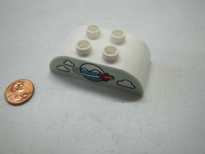 Lego Duplo White Airplane Airport Printed Block Special Brick Replacement Part