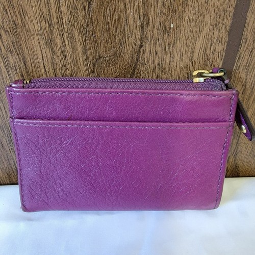 COACH Mini Portafoglio Portachiavi Pelle Viola Magro Portachiavi Anello Fob - Foto 4 di 4