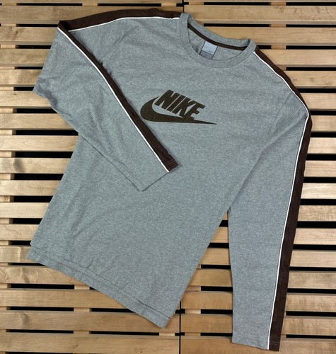 Mens T Shirt Long Sleeve Nike Vintage Big Logo Size XL | eBay