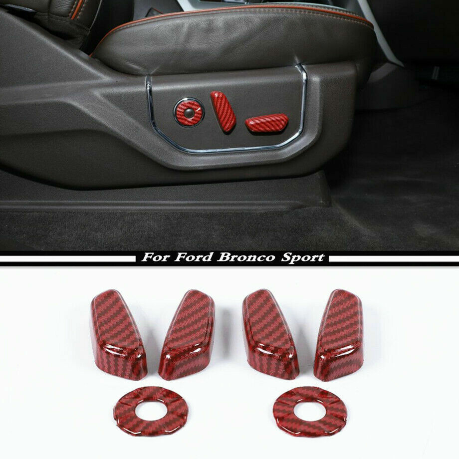 Electric Seat Adjust Button Trim For Ford Bronco/Sport 2021+/F150 15+ Red Carbon