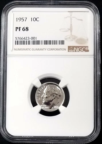 1957 Proof Roosevelt Dime certified PF 68 by NGC!