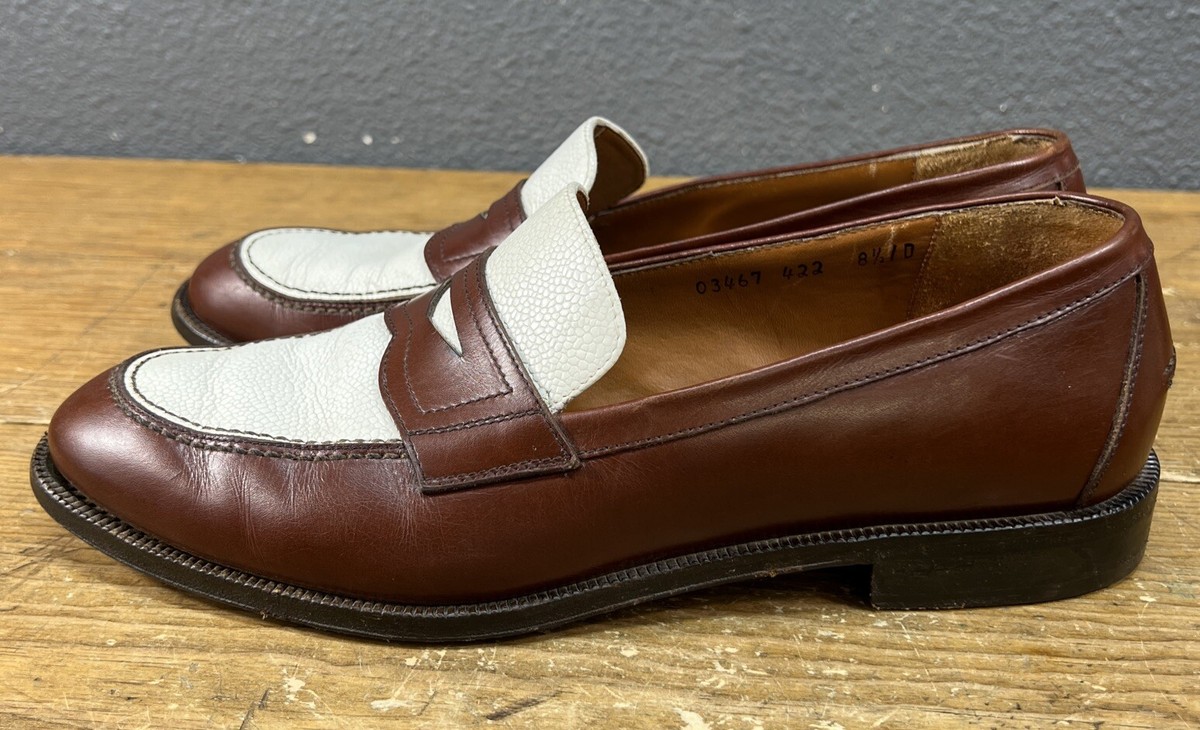 Vintage Salvator Ferragamo Paris Contrast Penny Loafer Men’s 8 D Brown Ivory Paris Contrast Penny Loafers main image 4