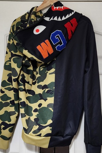 CAMO SHARK SWEAT Hoodie sz med. Full Zip - Picture 8 of 10