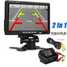 7" LCD Monitor Car Rear View Kit + 18 LED Reversing Backup Camera for Bus Truck