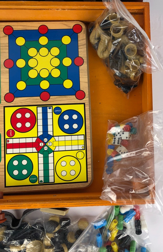 Deluxe Vintage Game Collection Wood Chess & Checkers Backgammon Etc. Game Set - Picture 8 of 12