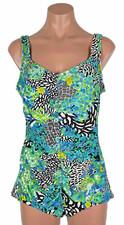 Maxine Of Hollywood Swimsuit sz 14 Ruched Built in Bra Floral Animal Print