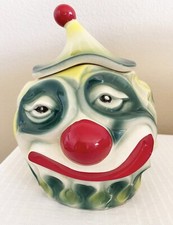 Rare Vintage 1970s McCoy USA Sad Clown Ceramic Cookie Jar #255 with Lid