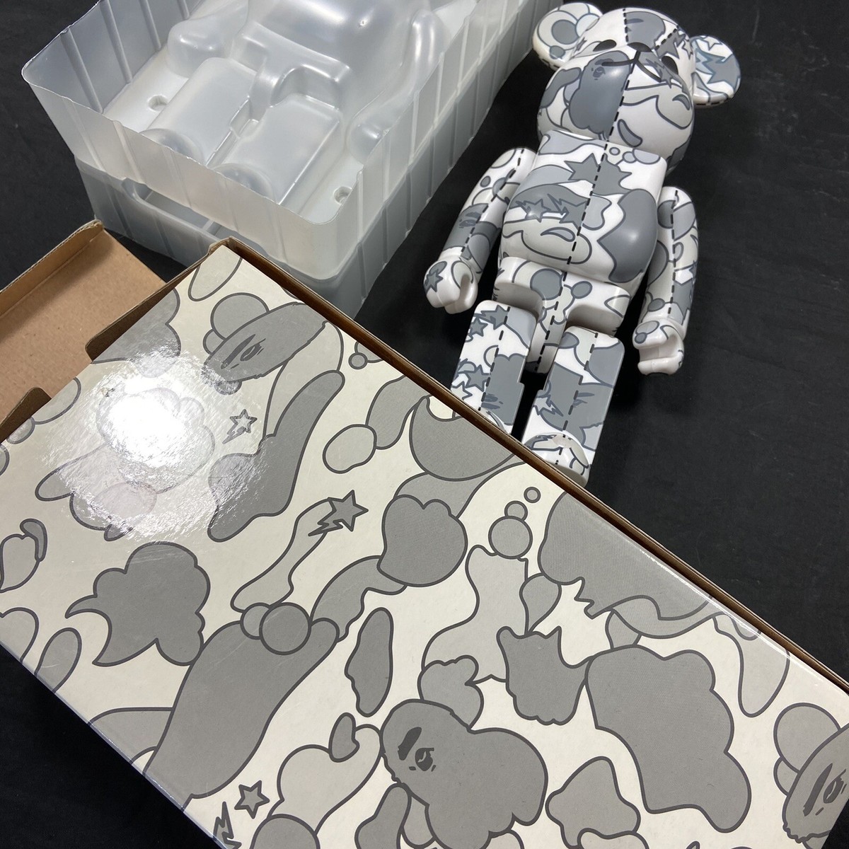 Be@Rbrick BeaRbrick 400% Bape Play Psych Camo Gray Medicom Be@Rbrick BeaRbrick 400% Bape Play Psych Camo Gray Medicom