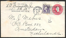 Milwaukee, Wisconsin WI Uprated Postal Stationary Cover to Netherlands 1925