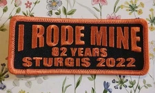 2022 "I Rode Mine" Sturgis, SD Harley-D 82nd MC Rally Jacket/Vest Patch Orange